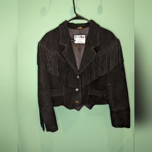 Vintage Genuine Leather Suede Fringe Jacket